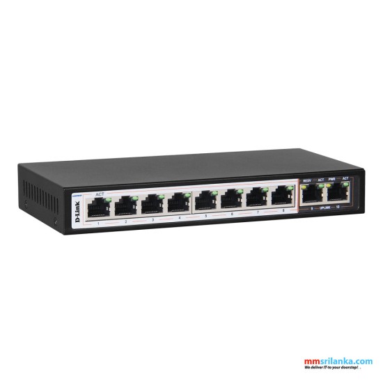 D-Link 8 + 2 1000Mbps 250m PoE Switch (2Y)
